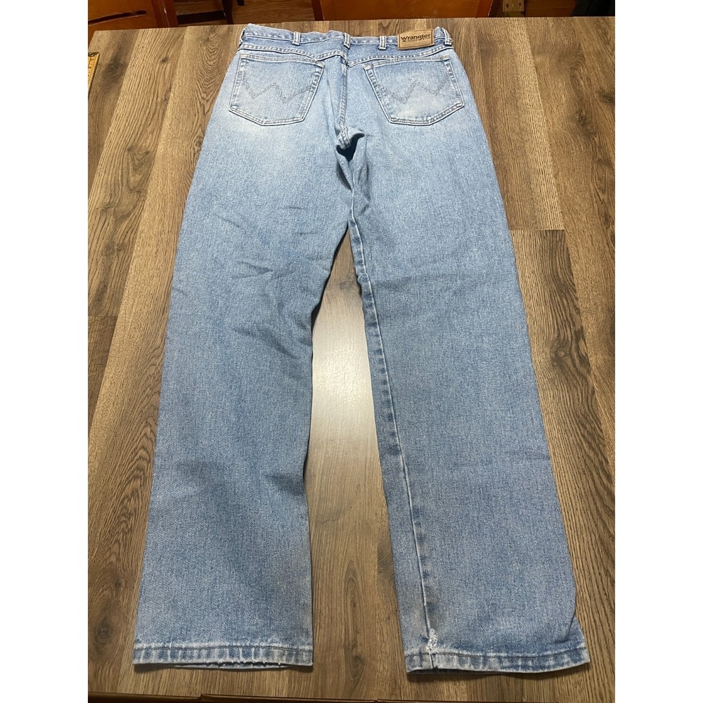 Wrangler Jeans, Men's Size 34x34, Blue, Denim, Light Wash, Straight Leg, Pockets - Picture 2 of 9